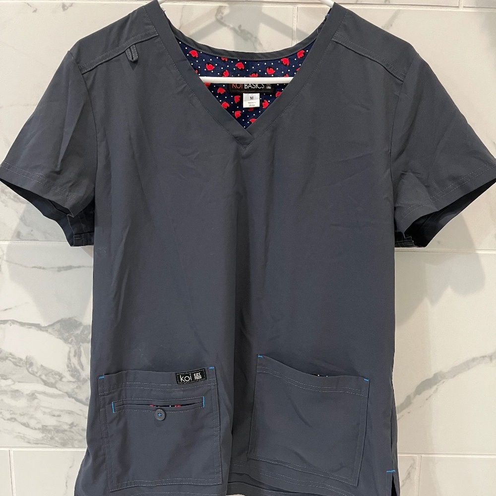 Charcoal Gray Scrub Top